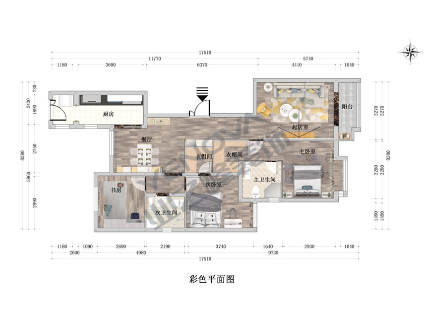 蓝狮在线装修案例 |南湖家园，110平米简约风格装修效果图