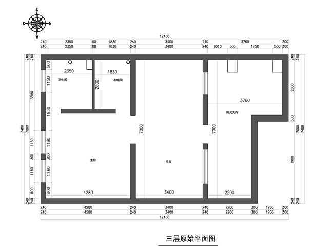 三层原始平面图