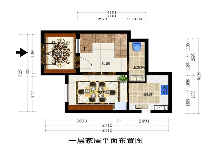 一层彩色平面图