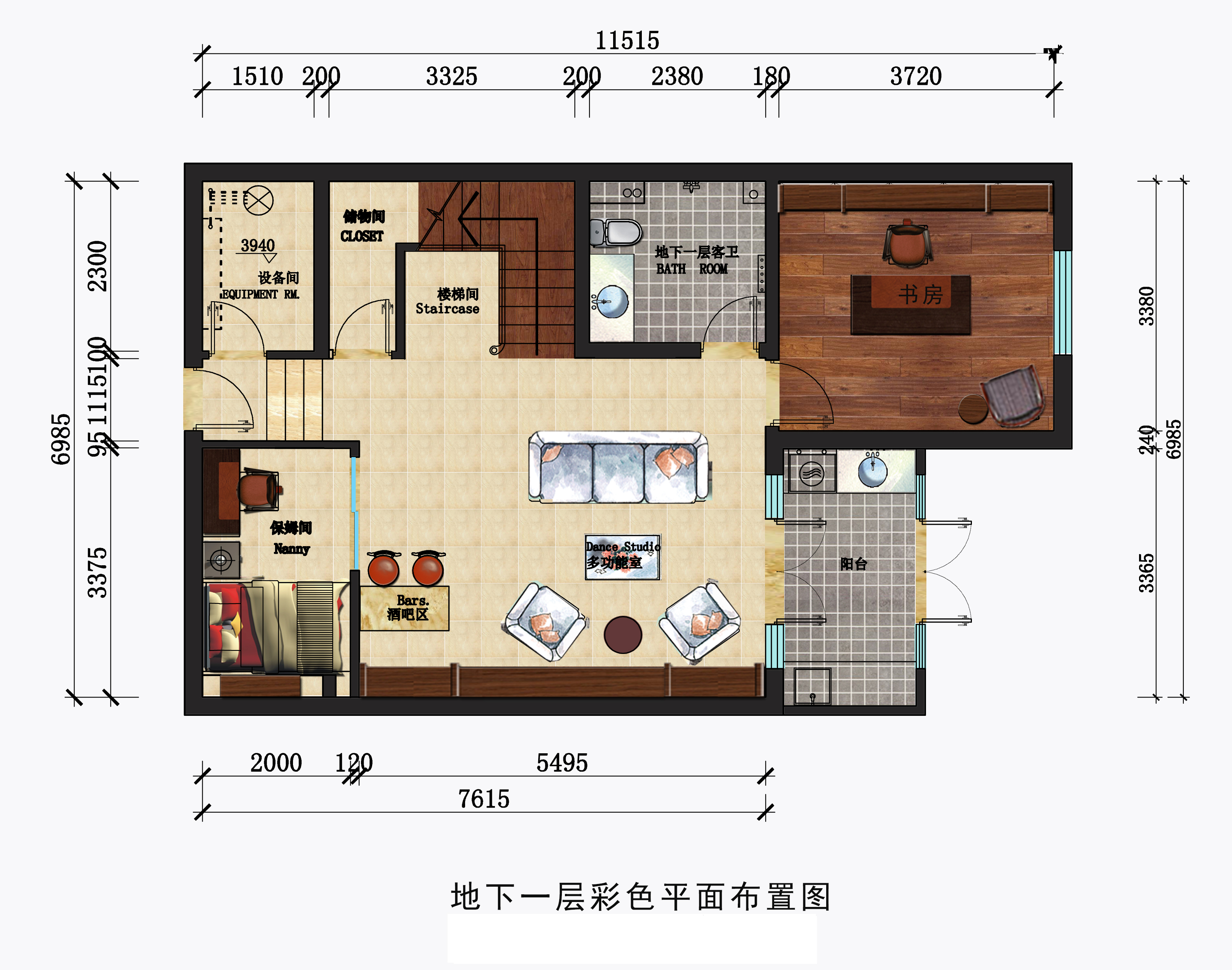 地下一层彩色平面部署图