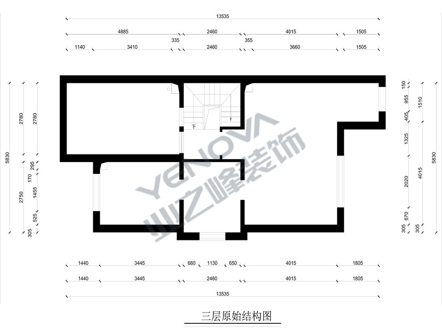 三层原始户型图