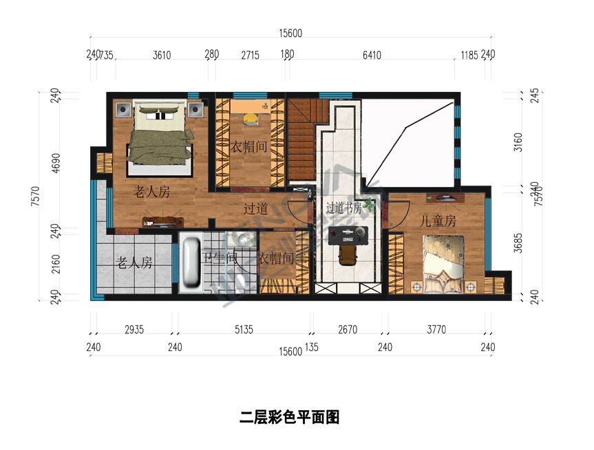 二层彩色平面图