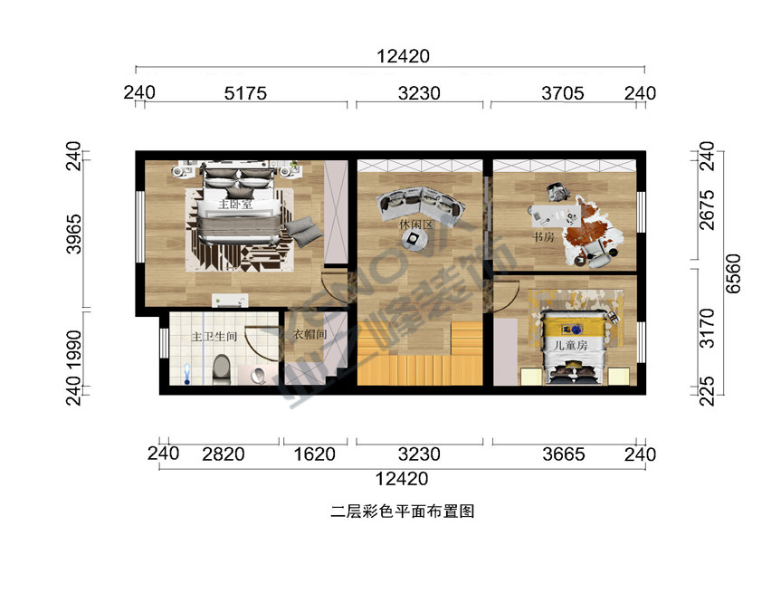 二层彩色平面部署图