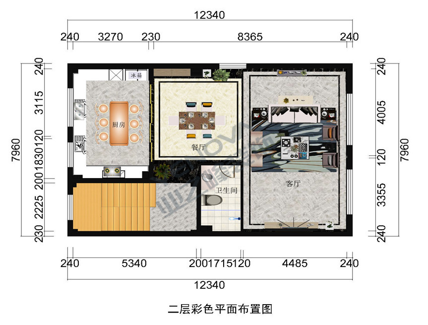 二层彩色平面部署图