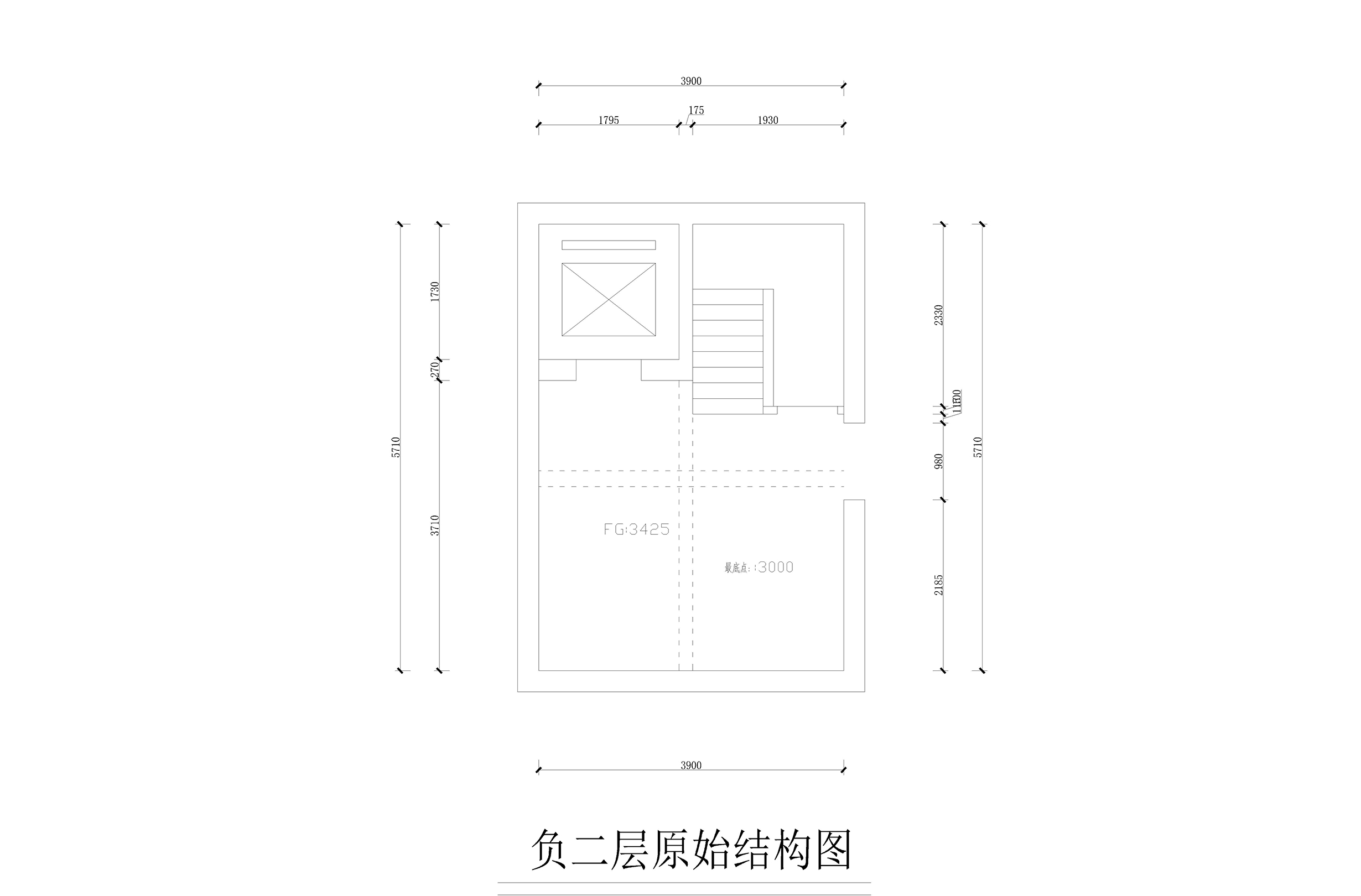 负二层原始结构图