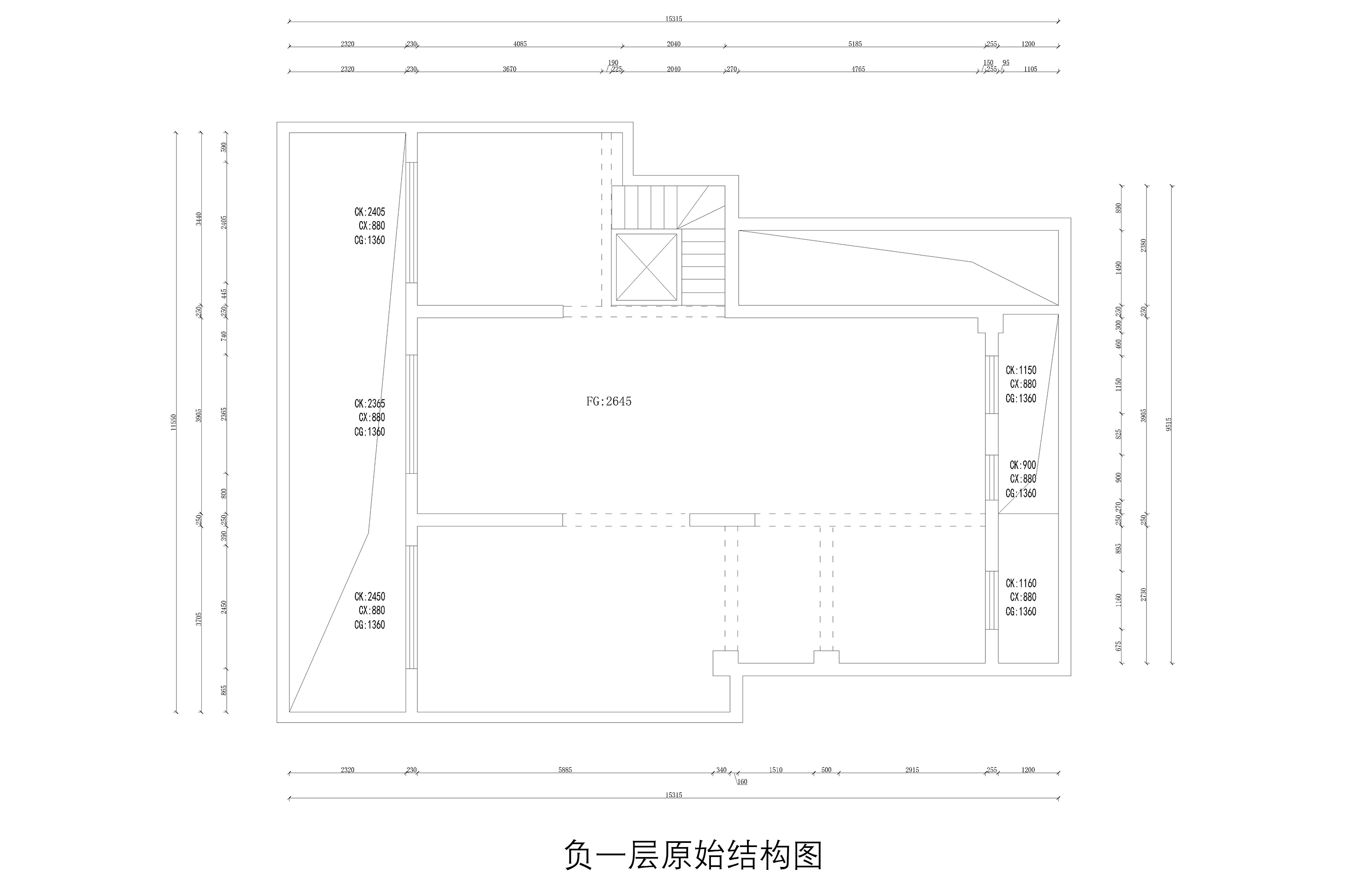 负一层原始结构图