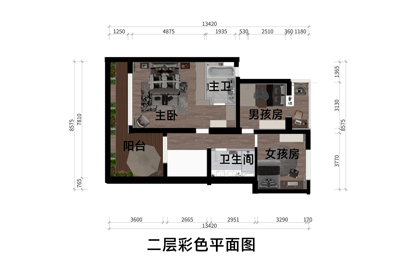 二层彩色平面图